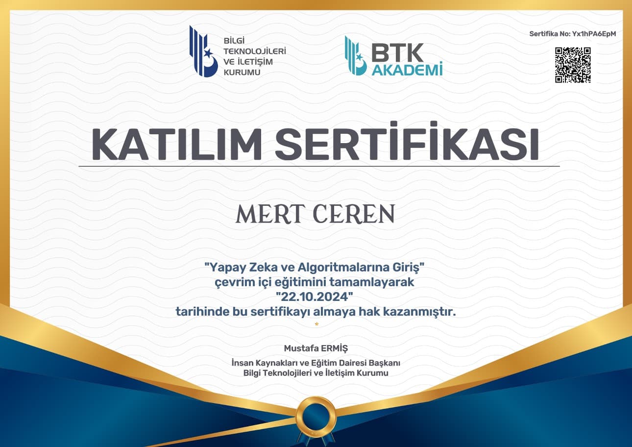 Yapay Zeka ve Algoritmalarına Giriş
